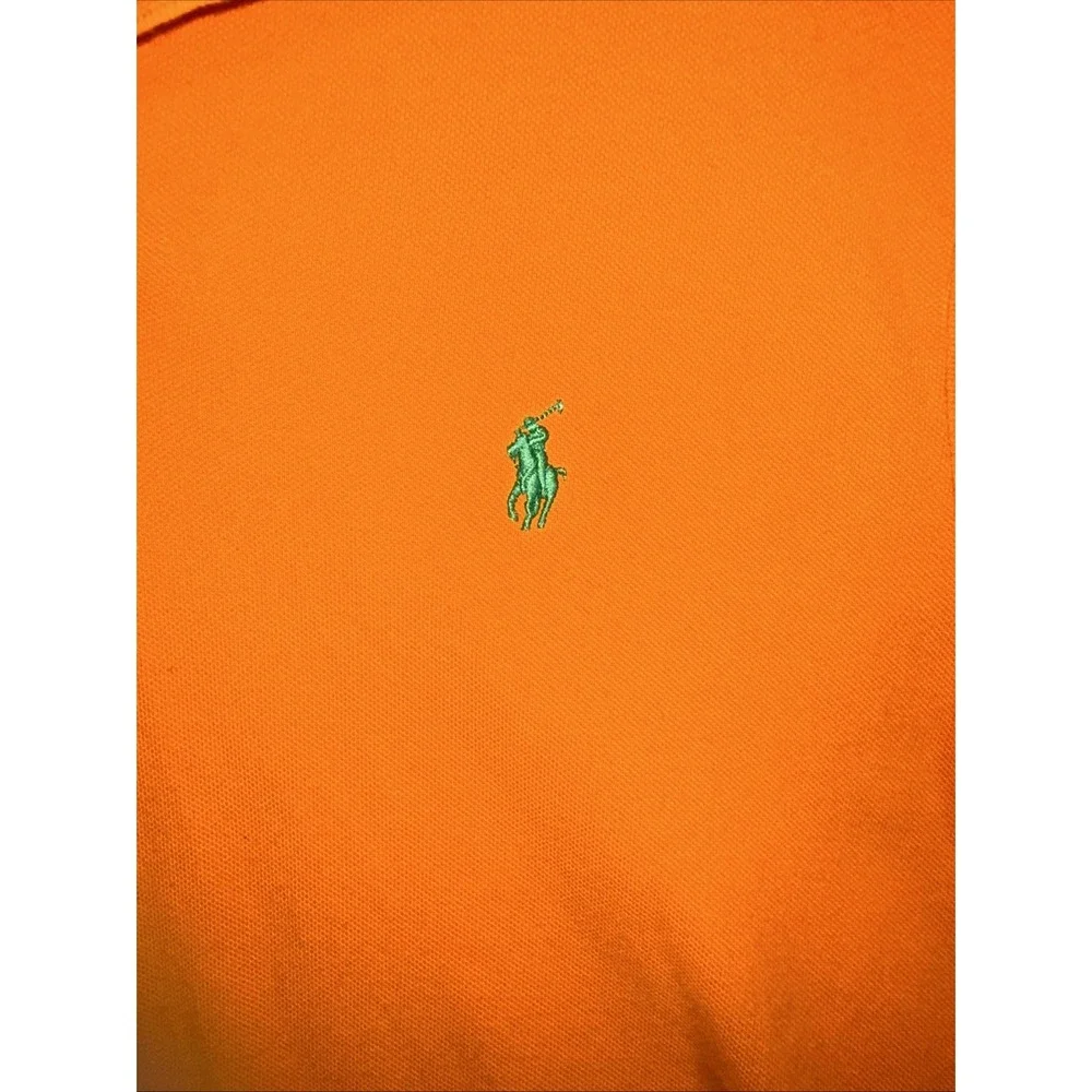 Polo‎ Ralph Lauren Polo Shirt Mens 2XL Orange Green Pony Short Sleeve Golf *